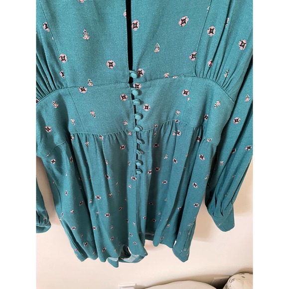 Free People BOHO Romper Teal Green Size Large - Picture 5 of 10